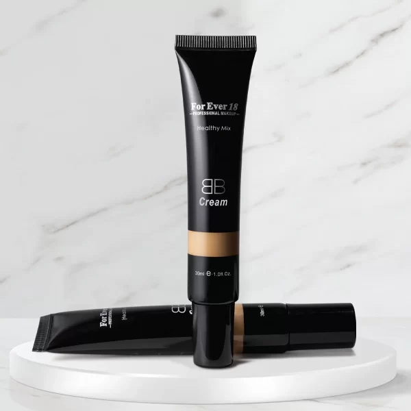 BB Cream on white marble backdrop FOREVER18 BB CREAM